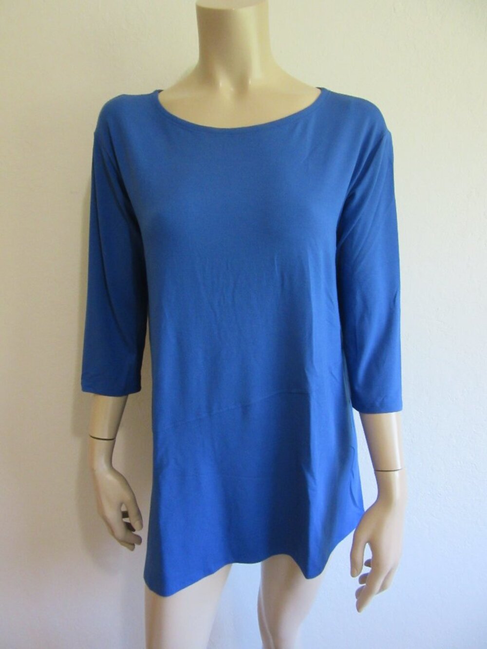 EILEEN FISHER Blue SP Asymmetrical Pullover 3/4 Sleeve Tunic Top